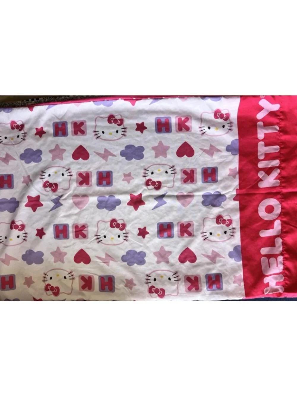 HELLO KITTY 4 Pc Twin Sheet Set Pink White Fitted Flat 2 Pillowcases Kids Rooms